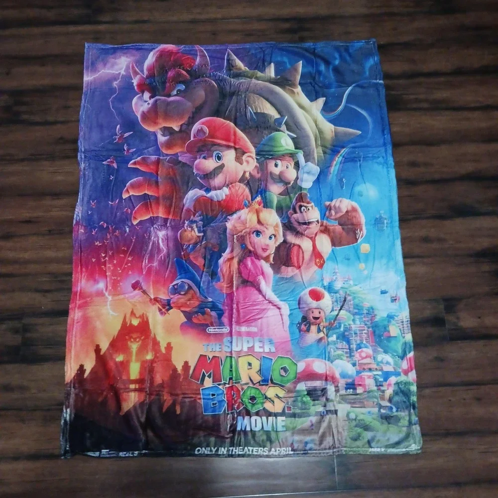 Super Mario Bros Movie Fleece Throw Blanket 50x40 Nintendo Characters Print